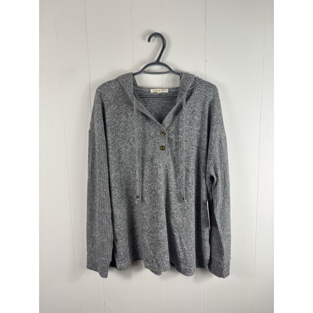 NWT Joie de Vivre gray heather tunic hoodie Plus Size 2X Casual Comfy Button